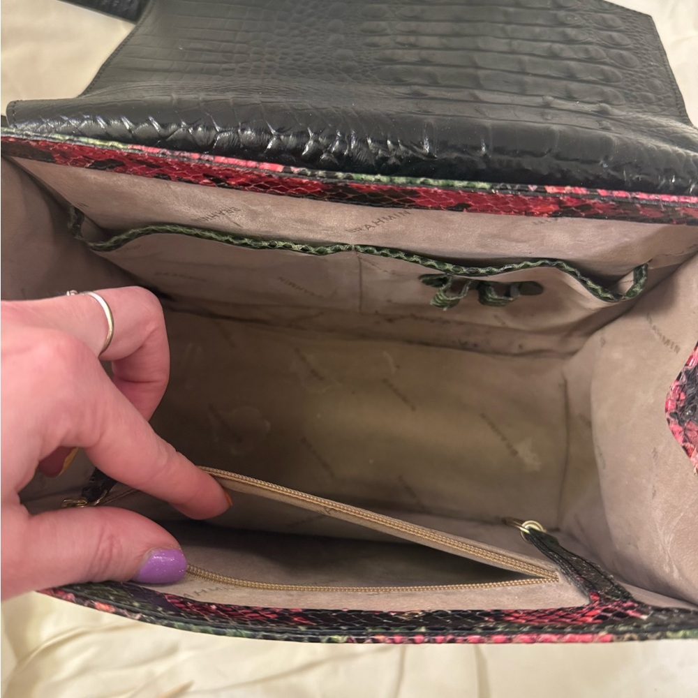 Brahmin Red and Green Snake Print leather Shoulder Bag - Picture 11 of 11